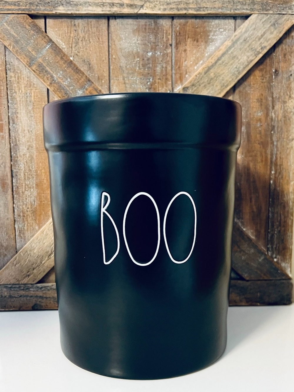 Rae Dunn BOO kitchen crock accessories storage black Halloween 👻
